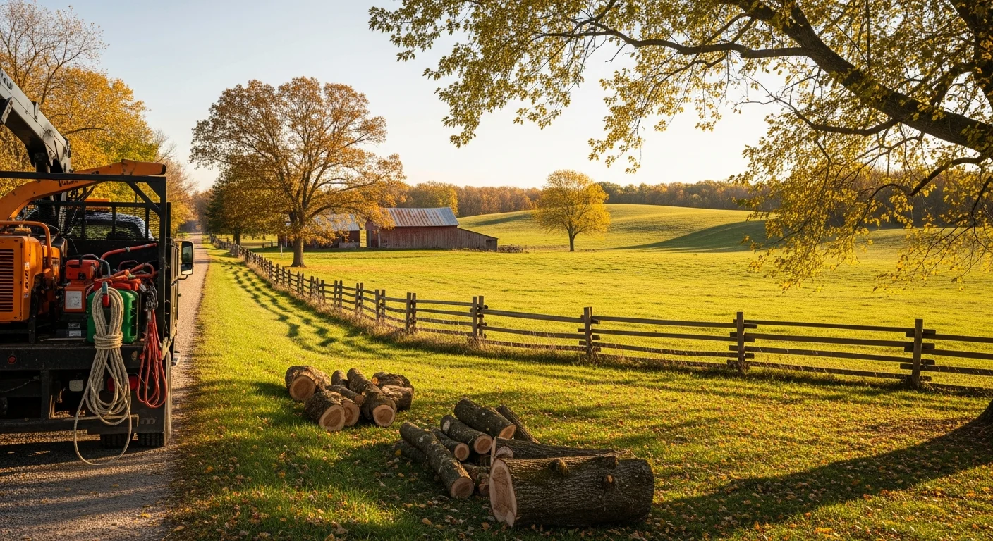 Reeseville Wisconsin rural landscape with trees and farmland in Dodge County